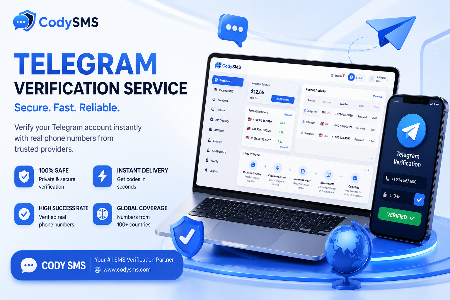 Telegram SMS Verification Service | Real US Non-VoIP | CodySMS